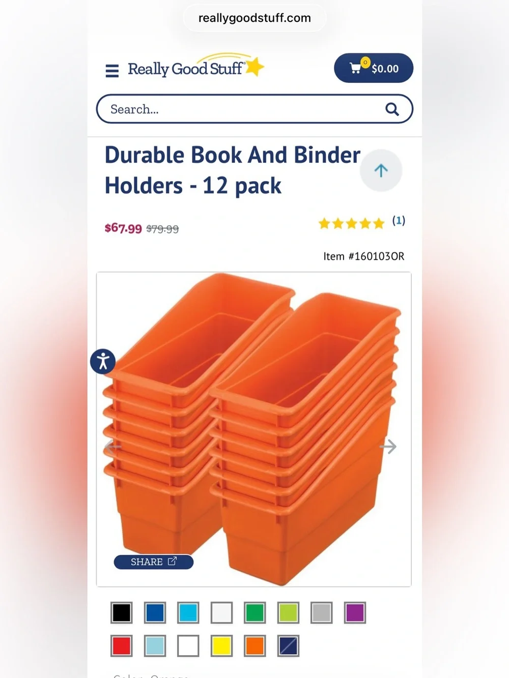 Teacher/Classroom Durable Book and Binder Holders - 12 Pack (Really Good Stuff)